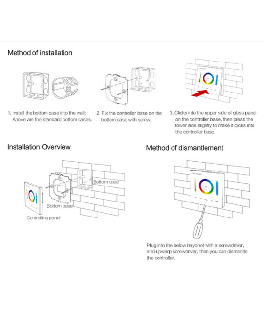 RGB/RGBW/RGBWW LED inbouw wanddimmer