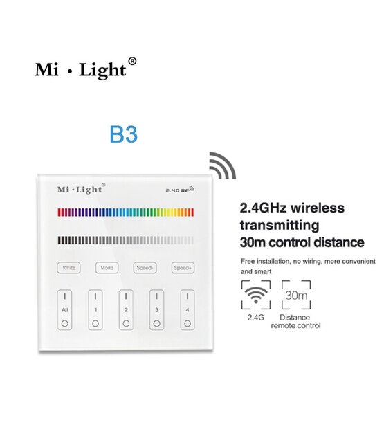 RGB / RGBW / RGBWW LED wanddimmer - Draadloos - B4