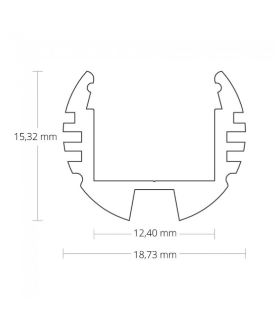 Rond LED strip profiel 2 meter met afdekking 18,73 mm x 15,32 mm 09.1ALU