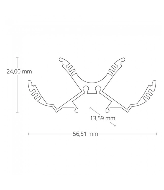 LED profiel voor 2 LED strips 2 meter met afdekking PL12