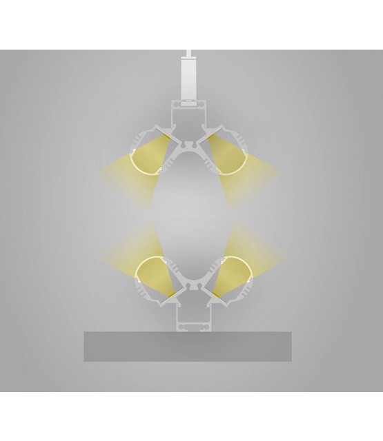 LED profiel voor 2 LED strips 2 meter met afdekking PL12