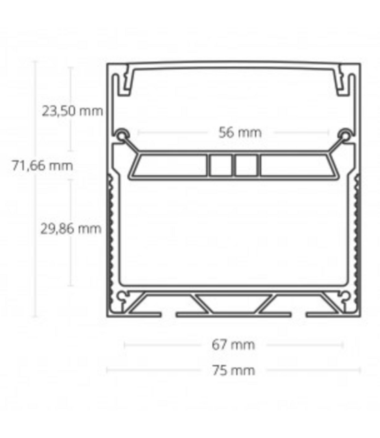 Extra groot LED profiel 1,5 meter met afdekking 71,95 mm x 71,95 mm XLPN12
