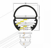 LED profiel kledingstang garderobe met afdekking 28 mm x 29 mm G5