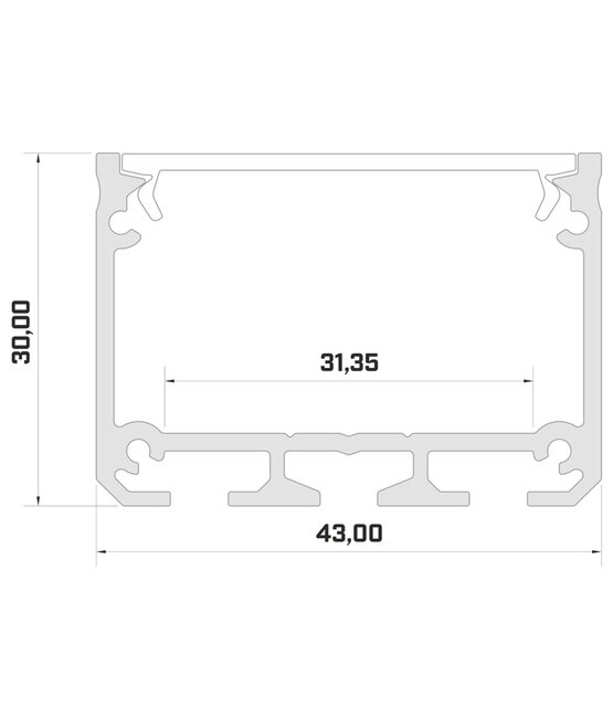 LED XL profiel 2 meter met afdekking 40 mm x 31 mm - XL31ALU