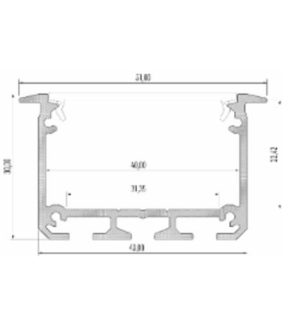 LED XL profiel 2 meter met afdekking 40 mm x 31 mm - XL31ALU