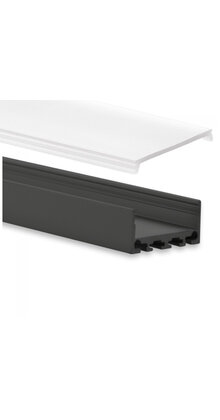 LED profiel 20 meter met lage afdekking 26,79mm x 11,69 mm PN4 C1 - Zwart