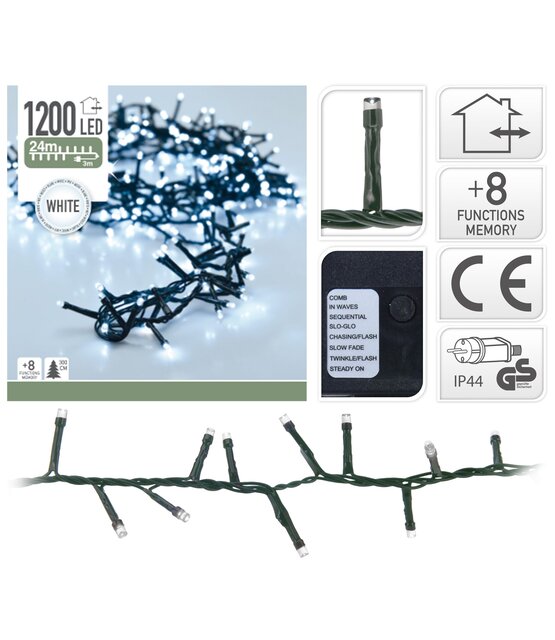 Cluster Kerstverlichting - natuurlijk wit - 24 meter – 1200 LED