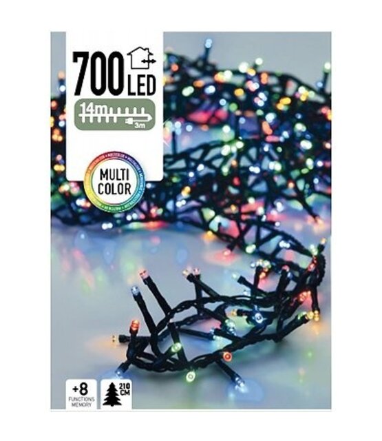 Cluster Kerstverlichting - multi color - 14 meter – 700 LED