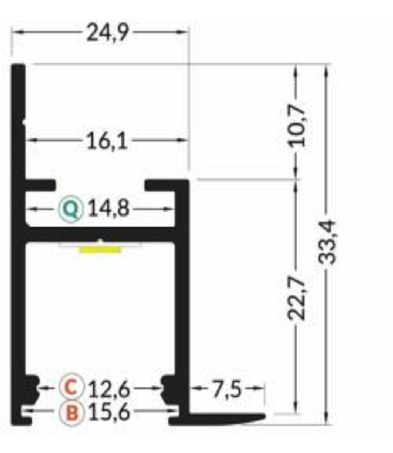 LED plafond profiel 2 meter met afdekking - FRAME14ALU