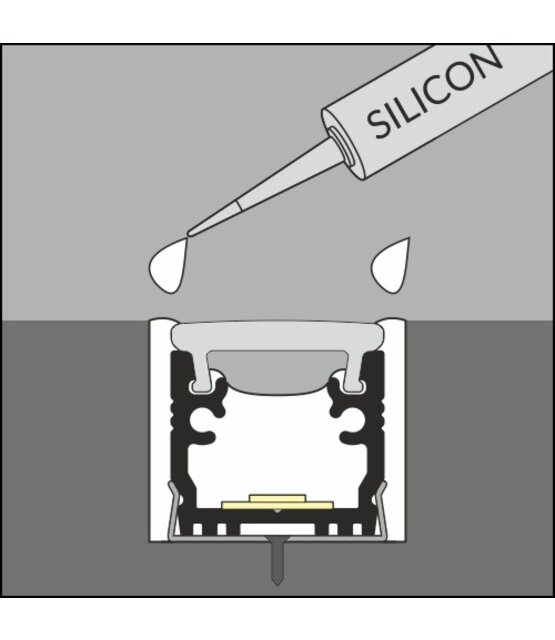 LED strip vloerprofiel 2 meter met afdekking 15,8 mm x 13,70 mm - VLOER12