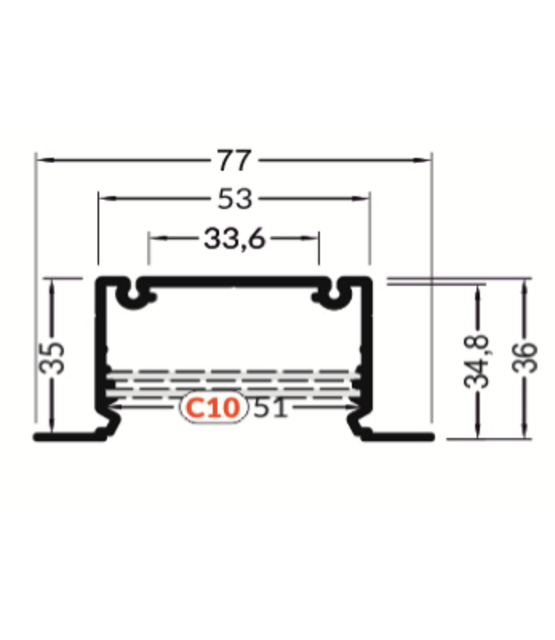 Extra groot LED profiel 1 meter met afdekking 77 mm x 36 mm XL12