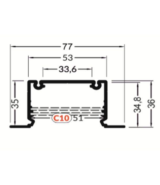 Extra groot LED profiel 2 meter met afdekking 77 mm x 36 mm XL12