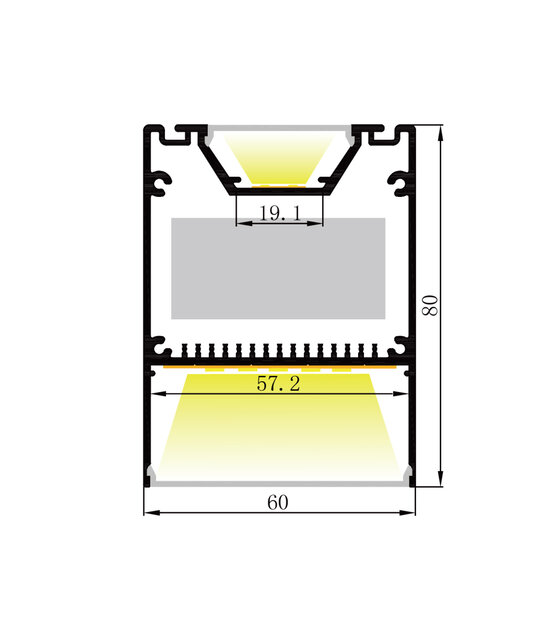 LED XXL profiel 2 meter met hoge afdekking 80 mm x 60 mm - XL60ALU
