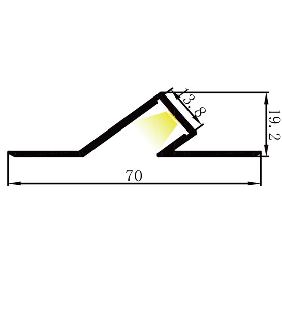 LED strip inbouw wandprofiel 2 meter 70mm x 19,20mm - IB4