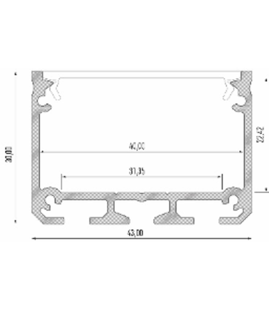 XXL LED profiel met opaal afdekking 43,00 x 30,0 mm - XL30ALU