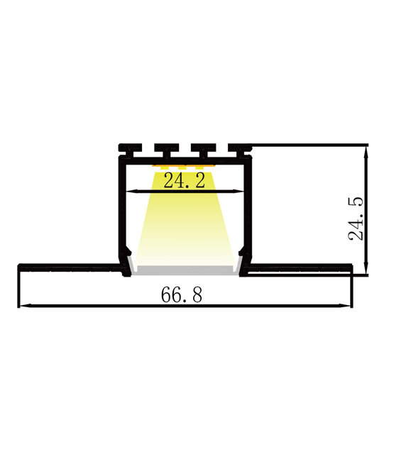 LED XL profiel 2 meter met afdekking 66,8 mm x 24,5 mm - XL99ALU   OP = OP