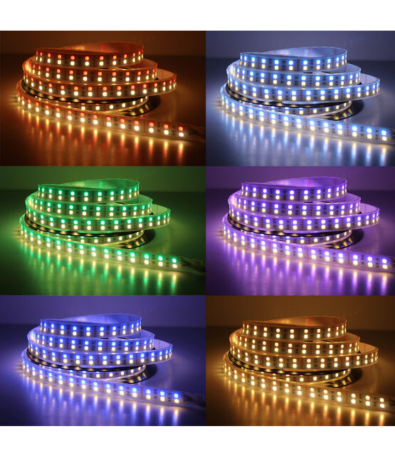Dubbele LED strip 60x5050 LED 19W 1200 Lm/meter 24VDC IP65 RGBW 5m rol