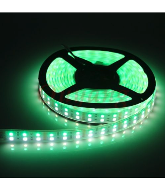 Dubbele LED strip 60x5050 LED 19W 1200 Lm/meter 24VDC IP65 RGBW 5m rol