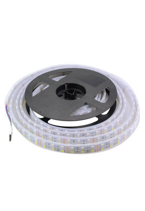 Dubbele LED strip 60x5050 LED 19W 1200 Lm/meter 24VDC IP65 RGBW 5m rol