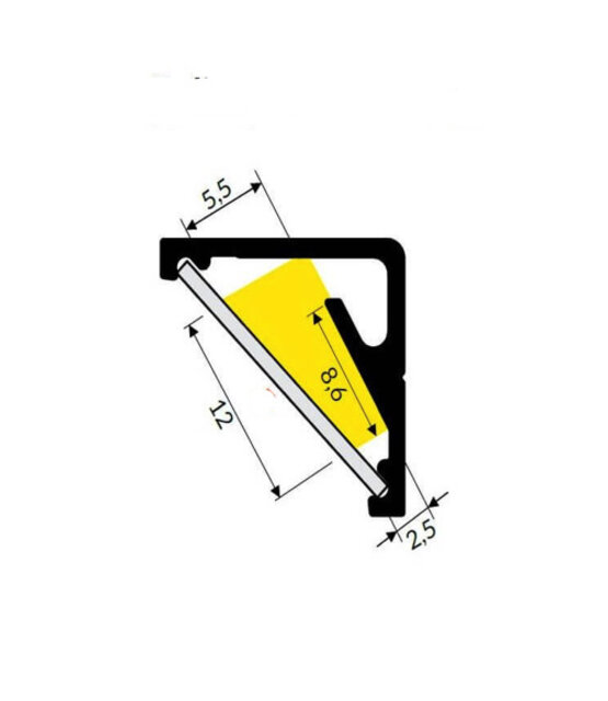 Zwart LED hoekprofiel inclusief opaal afdekking 16,5 mm x 16,5 mm - C12ZWART
