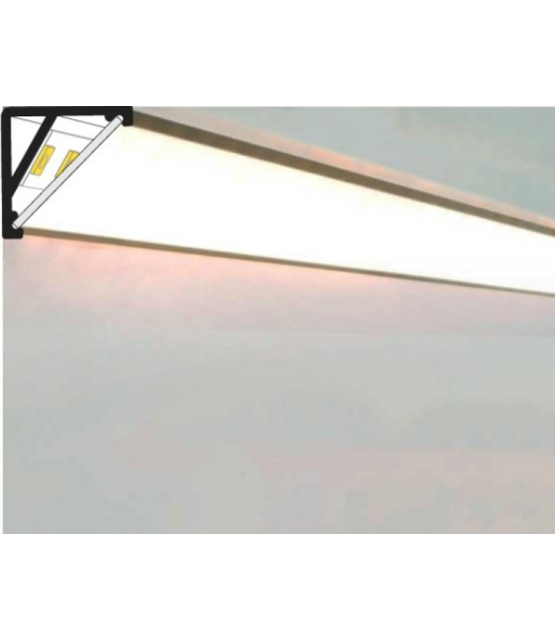 Zwart LED hoekprofiel inclusief opaal afdekking 16,5 mm x 16,5 mm - C12ZWART