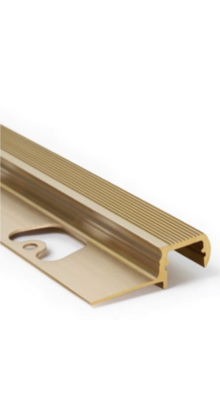 LED traptrede profiel voor buiten gebruik 1,1 meter met afdekking 12,6mm - Trap03messing