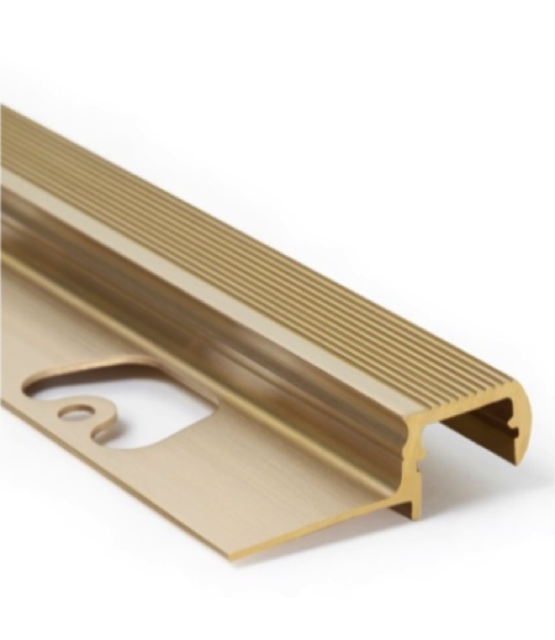 LED traptrede profiel voor buiten gebruik 1,1 meter met afdekking 12,6mm - Trap03messing