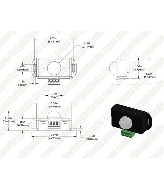 PIR bewegingssensor instelbaar - LED max 8 ampere