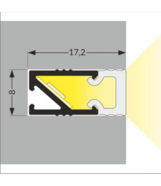 LED inbouw profiel 2 meter met afdekking 8,20 mm x 12,20mm - 088ALU