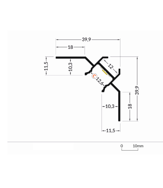 LED gips hoekprofiel inclusief opaal klikcover 2 meter 39,9 mm x 39,9 mm GIPS24 BINNENHOEK