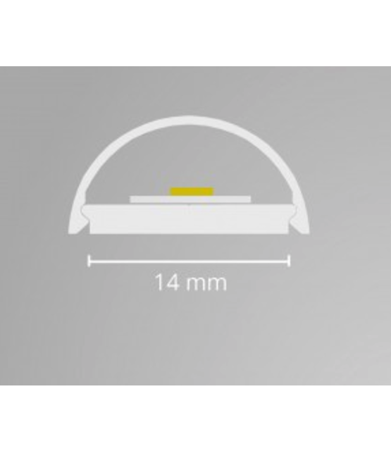 Buigbaar LED profiel 2 meter met halfronde opaal klikafdekking 14ALU - 2 mm x 14,4 mm