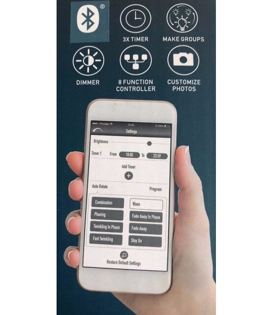 Kerstverlichting warm wit met 8 lichtstanden + mobiele app – 480 LED