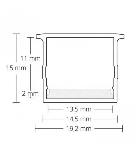 Waterdicht LED profiel 2 meter 15 mm x 19,02 mm - 18.1WIT.H20