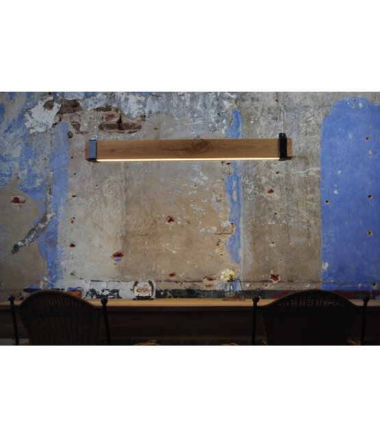 LED eikenhouten hanglamp - 150cm - LED strip