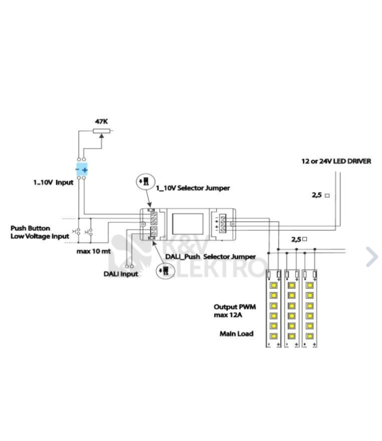 LED dimmer 4 in 1 - 12v/24v - 0-10V, 1-10V, Dali, Push Dim - Instelbaar