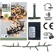 Cluster Kerstverlichting - extra warm wit - 16 meter – 800 LED met 8 functies - LUKSUS