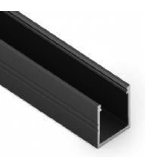 Zwart LED profiel met opaal klikafdekking 18,8 mm x 18,6 mm - 20ZWART