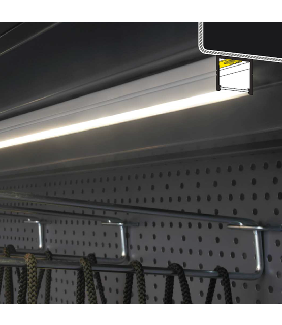 Zwart LED profiel met opaal klikafdekking 18,8 mm x 18,6 mm - 20ZWART