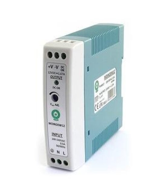 DIN Rail LED voeding 20 watt 24 volt 1 Ampère - IP20- MDIN20W24