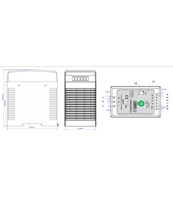 DIN Rail LED voeding 100 watt 24 volt 4 Ampère - IP20