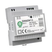 Din Rail LED Voeding 60 watt 12 volt 5 Ampère - IP20 - DIN60W12
