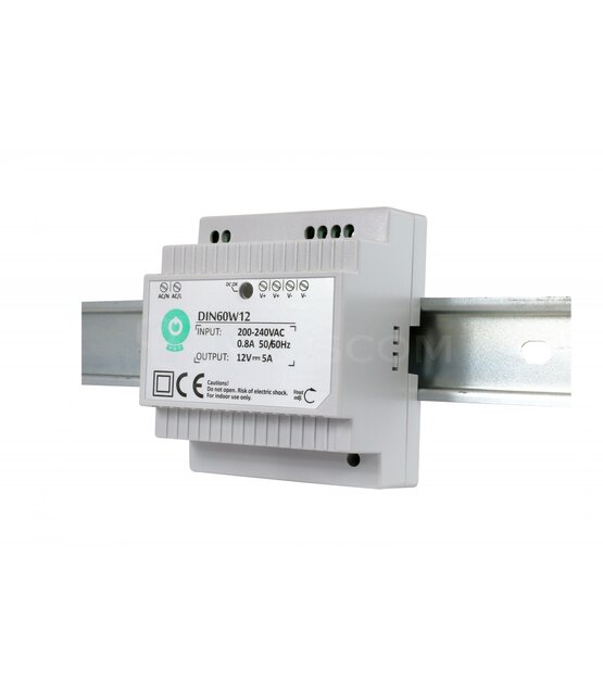 Din Rail LED Voeding 60 watt 12 volt 5 Ampère - IP20 - DIN60W12