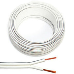 LED strip aansluitkabel 2-polig, YZWL 2×0,75mm - 50 meter rol - wit