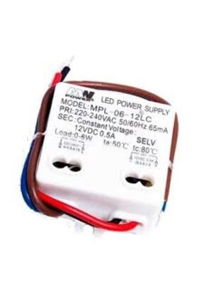 Wandcontactdoos Mini LED voeding 6 watt 12 volt 0,5 Ampère - IP20 - MPL-06-12
