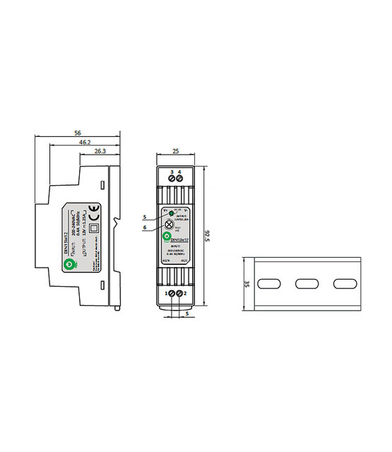 DIN Rail LED voeding 15 watt 12 volt 1,25 Ampère - IP20 - MDIN15W12