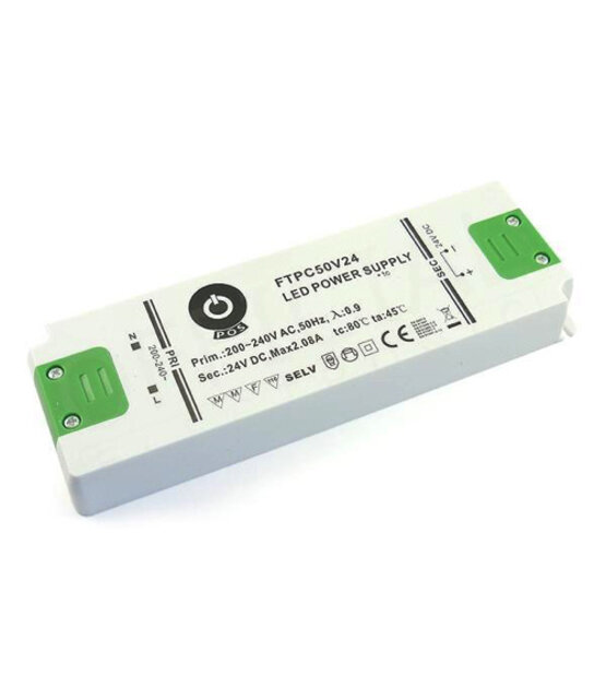 Compacte LED voeding 50 watt 24 volt 2.08 Ampère - IP20 - FTPC50V24-C2 (NIET DIMBAAR)