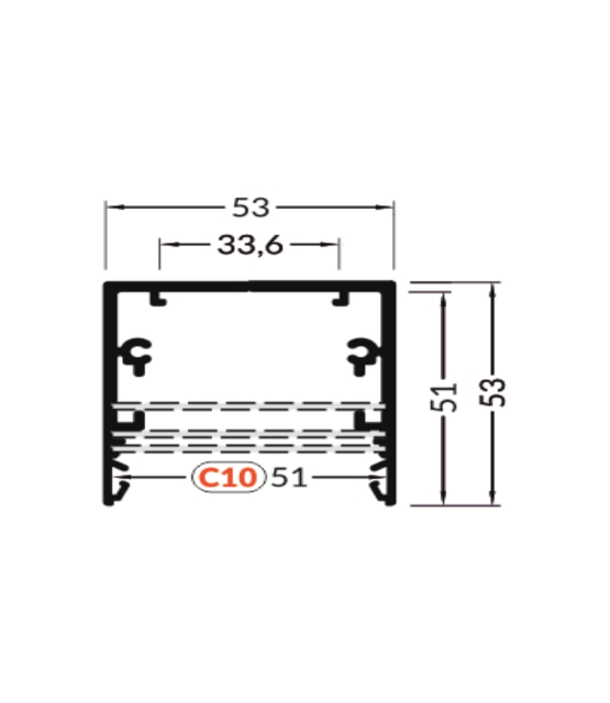 LED XXL profiel 3 meter met afdekking 53 mm x 53 mm - XL53ALU