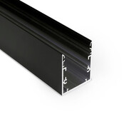 Zwart LED XXL profiel 3 meter met afdekking 53 mm x 53 mm - XL53ZWART