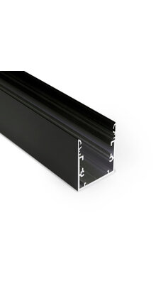 Zwart LED XXL profiel 3 meter met afdekking 53 mm x 53 mm - XL53ZWART