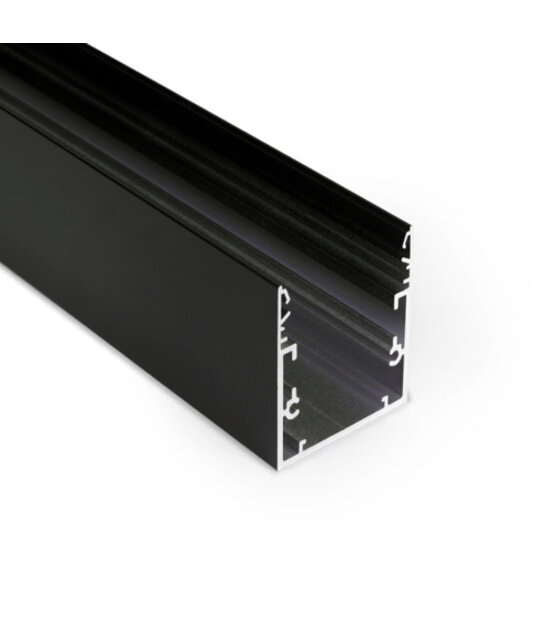 Zwart LED XXL profiel 3 meter met afdekking 53 mm x 53 mm - XL53ZWART